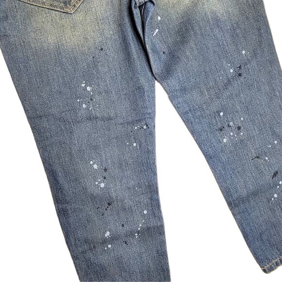 WILDFOX Relaxed Loose Baggy Crop Boyfriend Jeans Paint Splatter Size 24 - Picture 9 of 13